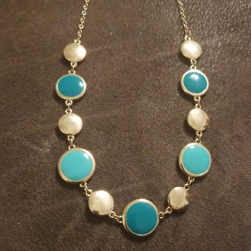 Crown and Ivy  Turquoise  and Gold  Necklace